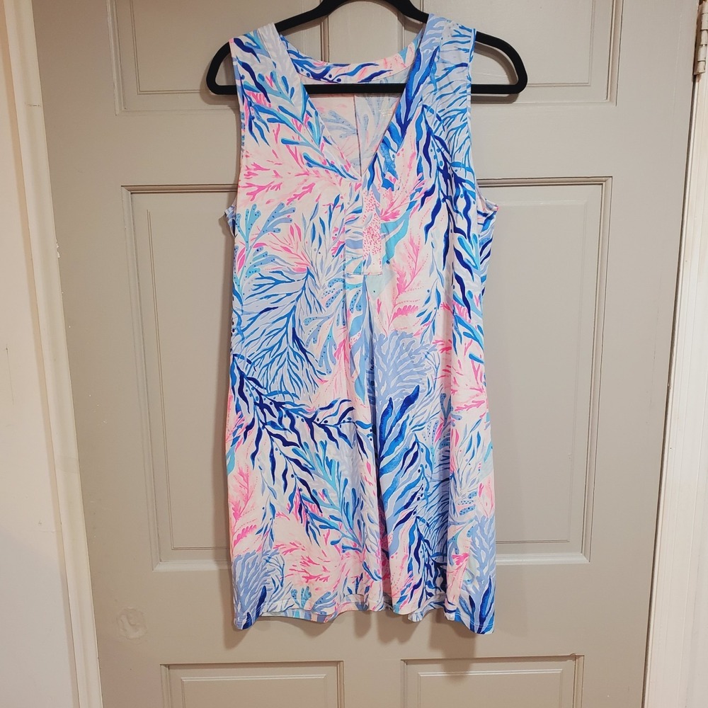 Lilly Pulitzer Women Floral Sleeveless Shift Dress Multicolor 100% Pima Cotton M